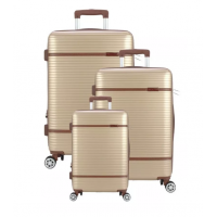 KIT 3 MALAS DE BORDO ABS RIGIDA  TAMANHOS PEQUENO MEDIO E GRANDE C/ RODAS 