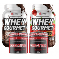 KIT 2 WHEY PROTEIN GOURMET ISOADO 900G DYMATRIX + 2 CREATINA 300G