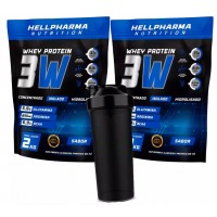 2X Whey Protein 3W 2kg Hellparma com coqueteleira 600ml