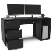 Mesa gamer escritorio XT Racer preta com gavetas