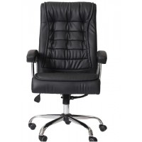 Cadeira Giratoria Escritorio Presidente Couro PU Base Cromada Preto