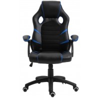 Cadeira Gamer Giratoria Apoio Bra&ccedil;os Preto e Azul