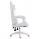 Cadeira Gamer Reclinavel Giratoria Apoio Braços e Pe Branca e Rosa