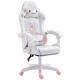 Cadeira Gamer Reclinavel Giratoria Apoio Braços e Pe Branca e Rosa