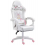 Cadeira Gamer Reclinavel Giratoria Apoio Braços e Pe Branca e Rosa