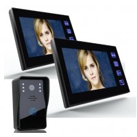 Kit Interfone Video Visao Noturna 1 Camera 2 Monitores Preto