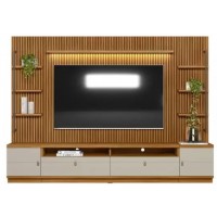 Estante Painel para TV 75 Polegadas 2 Portas 2 Gavetas Ripado