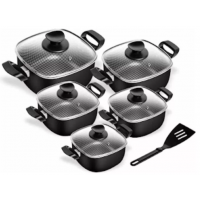 Conjunto Panelas 5 Pe&ccedil;as Patolux Quadrado Antiaderente Preta