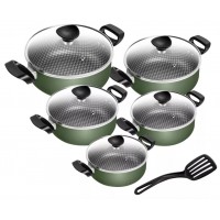 Conjunto Panelas 5 Pe&ccedil;as Patolux Antiaderente com Espatula Verde