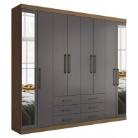Guarda Roupa Santos com Espelho 8 Portas 6 Gavetas