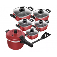 Conjunto Panelas 6 Pe&ccedil;as Patolux Quadrada Panela de Pressao Verde