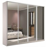 Guarda Roupas Casal 4 Portas 6 Gavetas Espelho Bege