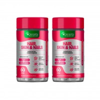 Kit 2 Suplementos Hair Skin e Nails 5X1 com Biotina Acido Colageno 120 caps