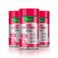 Kit 3 Suplementos Hair Skin e Nails 5X1 com Biotina Acido Colageno 180 caps