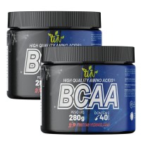 Kit 2 Suplementos BCAA Aminoacidos Frutas Vermelhas Pote 280g