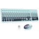Kit Teclado e Mouse sem Fio Retro Teclas Redondas