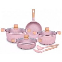 Jogo de Panelas Granito 9 P&ccedil; Fogao Indu&ccedil;ao 2 Utensilios