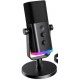 Microfone Dinamico Fifine USB XRL botao Mudo conector Fone de Ouvido