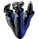 Barbeador Eletrico 3x1 Recarregavel 5W Rotativo Preto e Azul
