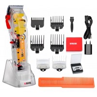 Maquina Cortar Cabelo Wmark Sem fio 7300RPM Base Carregamento 4 Pentes