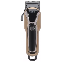 Maquina Cortar Cabelo Kemei 5W Sem fio 4 Pentes Preta e Dourada