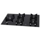 Fogao Cooktop a Gas Fischer 5 Bocas Tripla Chama Mesa Vidro Preto Bivolt