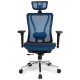 Cadeira de Escritorio DT3 Apoio Braços e Cabeça Ajuste Altura Azul