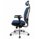 Cadeira de Escritorio DT3 Apoio Braços e Cabeça Ajuste Altura Azul