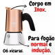 CAFETEIRA ITALIANA COM FILTRO PERMANETE 6 XICARAS AÇO INOXIDAVEL