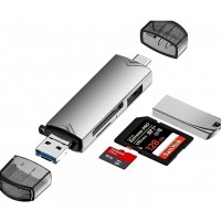 Hub USB 3.0 Adaptador 3X1 USB C e micro USB Leitor Cartao de Memoria