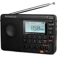 Radio Digital AM FM Portatil Retekess SD Bateria Preto