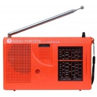 Radio Portatil FM Analogico 5W Motobras 7 Faixas Laranja