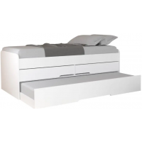 Cama Solteiro Bibox 2 Gavetas e Cama Auxiliar Amadeirada Branca