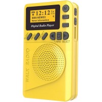 Mini Radio FM Digital de Bolso Chusui MP3 Display LCD Amarelo