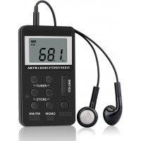 Mini Radio Digital Portatil Duas Bandas Kiboule Fone de Ouvido Preto