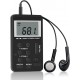 Mini Radio Digital Portatil Duas Bandas Kiboule Fone de Ouvido Preto