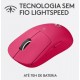 Mouse Gamer Sem fio 25.600 DPI Logitech 5 Botoes Magenta