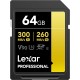 Cartao de Memoria SD 64GB Lexar 4K Leitura 300Mbs Gravaçao 260Mbs