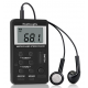 Mini Radio Digital Portatil Duas Bandas Kiboule Fone de Ouvido Preto