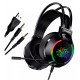 Fone de Ouvido Gamer com Fio 110 db RGB Microfone Cabo Adaptador 2M