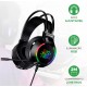 Fone de Ouvido Gamer com Fio 110 db RGB Microfone Cabo Adaptador 2M