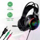 Fone de Ouvido Gamer com Fio 110 db RGB Microfone Cabo Adaptador 2M