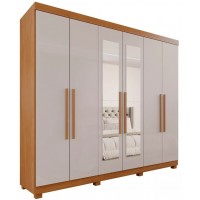 Guarda Roupas Casal MDP 6 Portas Espelhado 3 Gavetas Off White