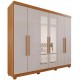 Guarda Roupas Casal MDP 6 Portas Espelhado 3 Gavetas Off White
