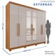 Guarda Roupas Casal MDP 6 Portas Espelhado 3 Gavetas Off White