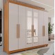 Guarda Roupas Casal MDP 6 Portas Espelhado 3 Gavetas Off White