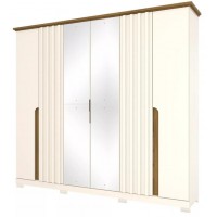 Guarda Roupas Casal MDP 6 Portas com Espelho 6 Gavetas Off White