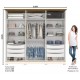 Guarda Roupas Casal MDP 6 Portas com Espelho 6 Gavetas Off White