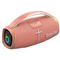 Caixa de Som Portatil Basike Bluetooth Led RGB 50W A Prova dAgua Rosa