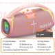 Caixa de Som Portatil Basike Bluetooth Led RGB 50W A Prova dAgua Rosa